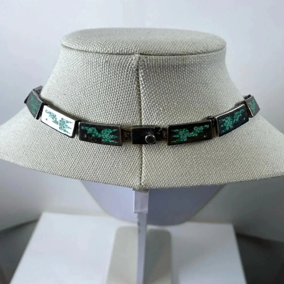925 Vintage silver - Aztec style necklace with inlaid turquoise coloured stone - Picture 7 of 7